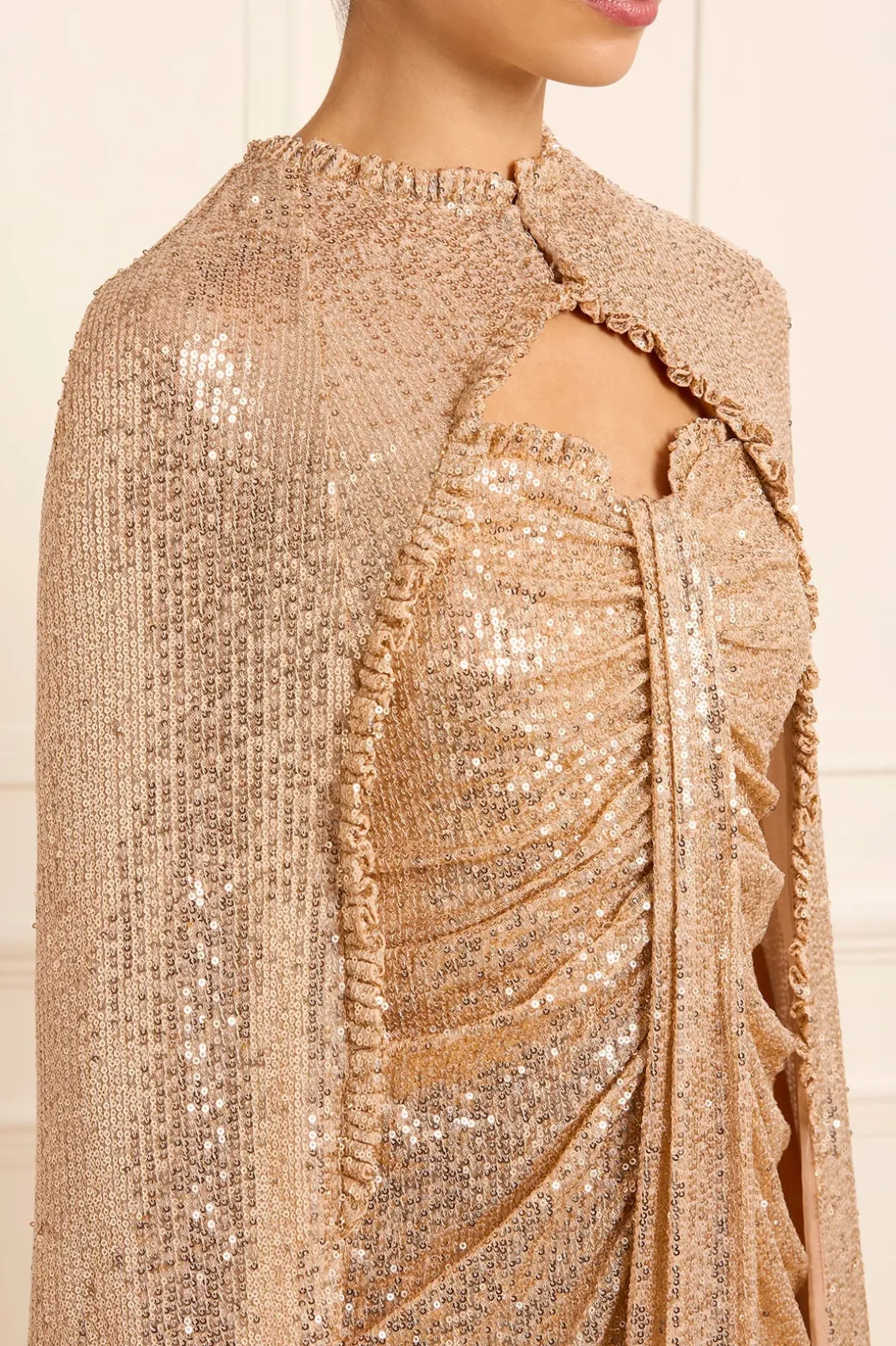 Responsibly Sourced | Capes^Needle & Thread Amora Long Cape Gold