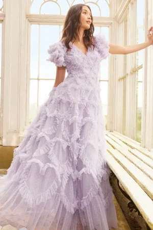 Mummy & Me | Evening Dresses^Needle & Thread Amorette V-Neck Gown Purple