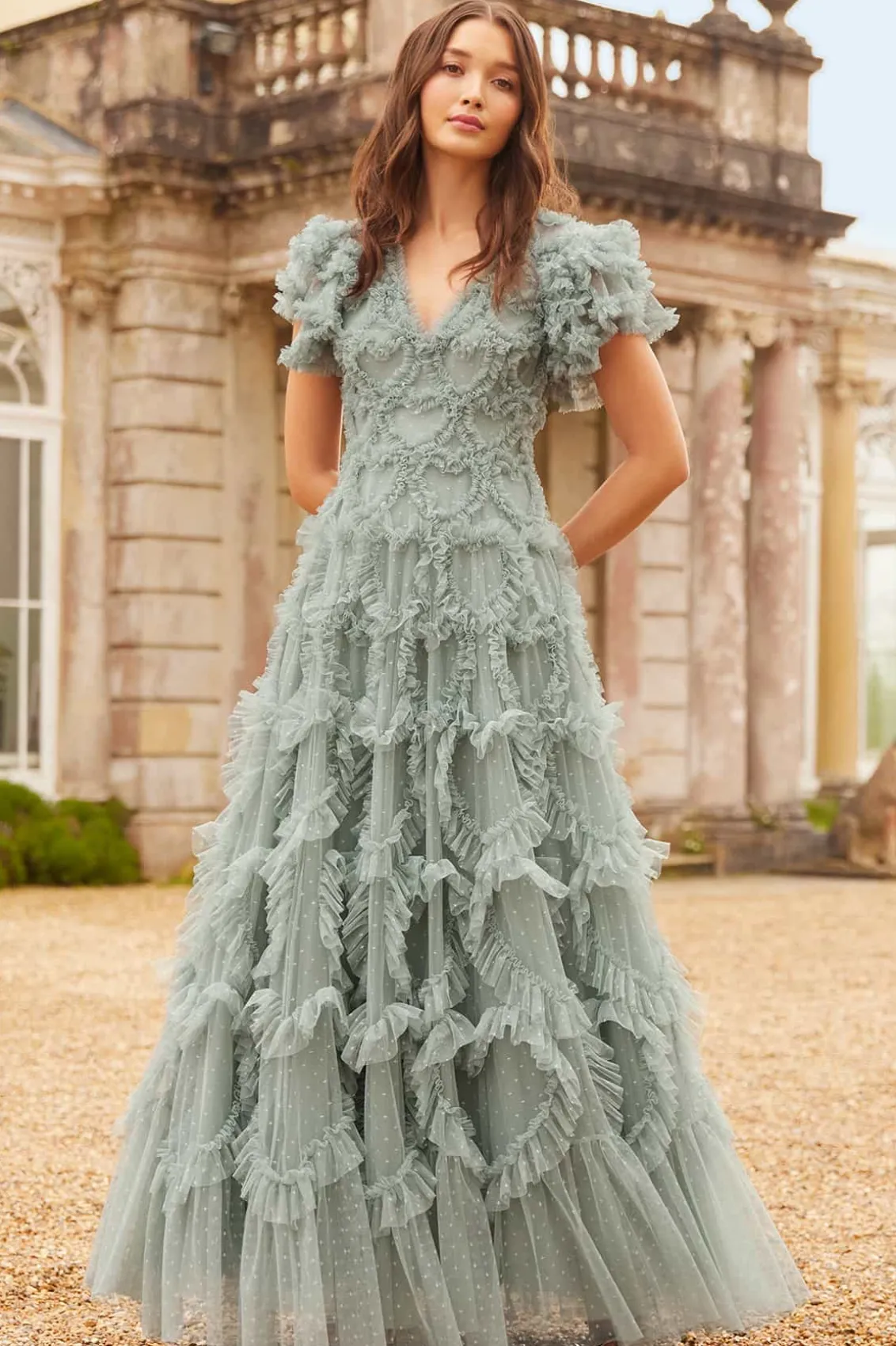 Mummy & Me | Evening Dresses^Needle & Thread Amorette V-Neck Gown Green