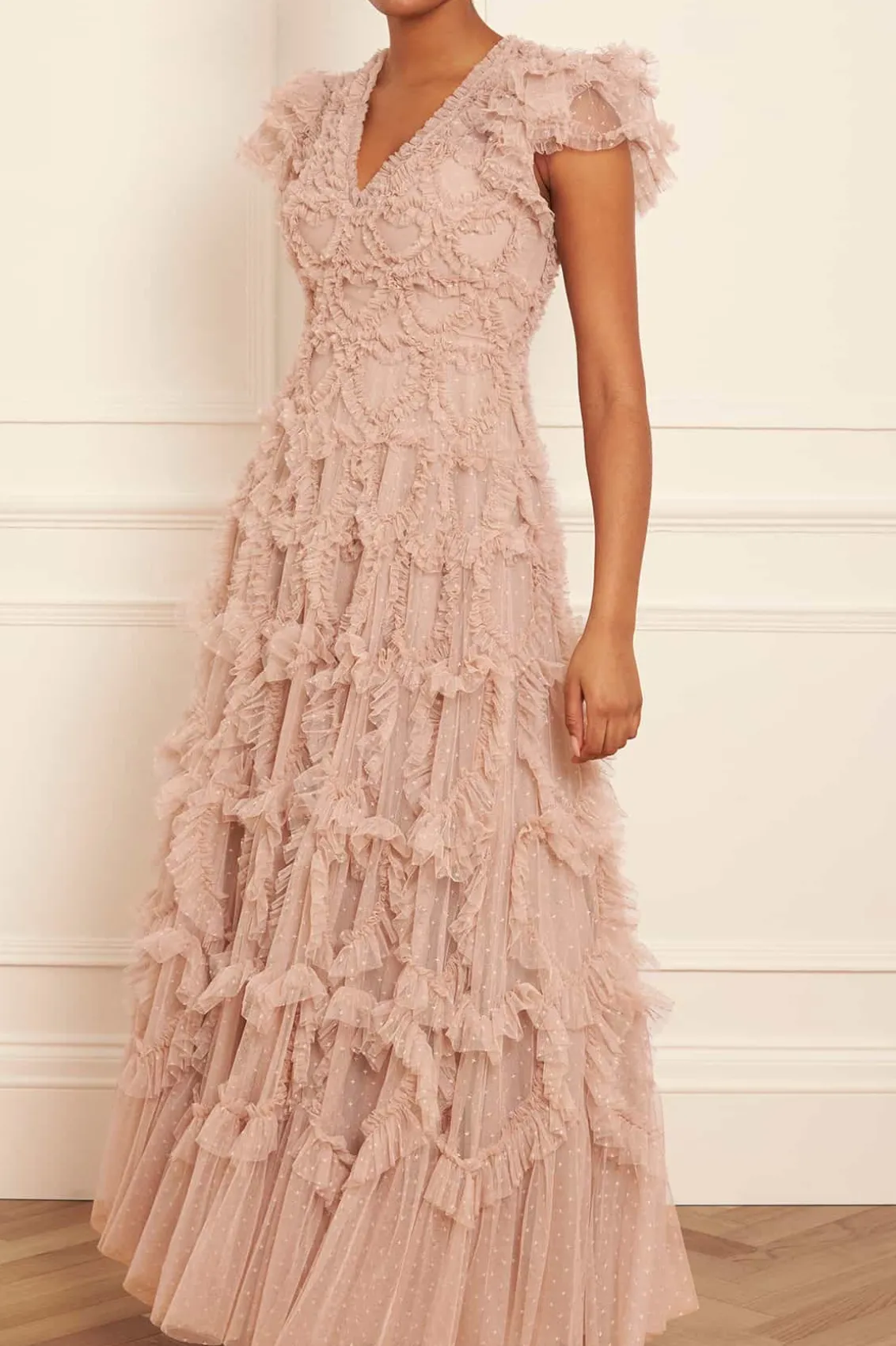 Evening Dresses | Responsibly Sourced^Needle & Thread Amorette V-Neck Gown Beige