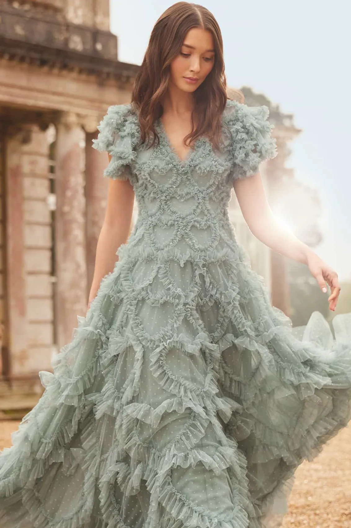 Mummy & Me | Evening Dresses^Needle & Thread Amorette V-Neck Gown Green