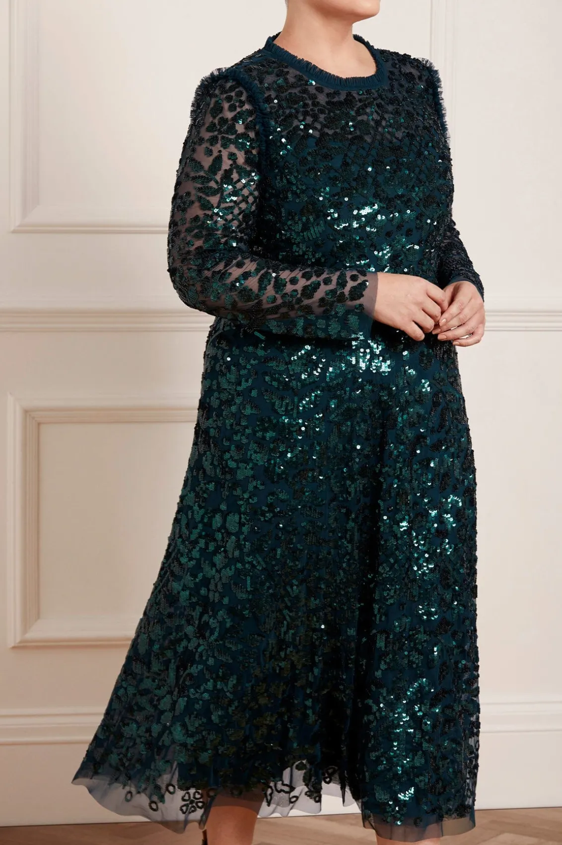 Evening Dresses | Embellished Dresses^Needle & Thread Aurelia Long Sleeve Ballerina Dress Green