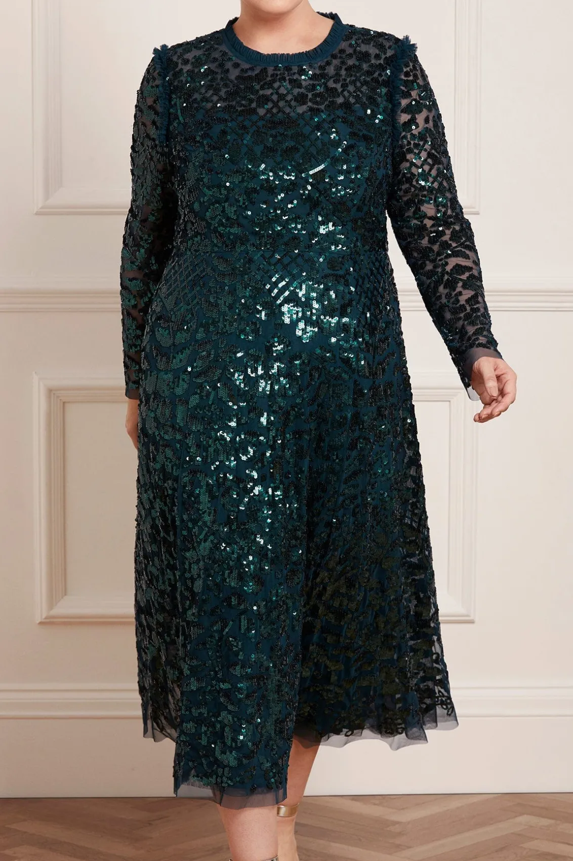 Evening Dresses | Embellished Dresses^Needle & Thread Aurelia Long Sleeve Ballerina Dress Green