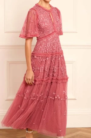 Evening Dresses | Embroidered Dresses^Needle & Thread Autumn Lace Ankle Gown Pink