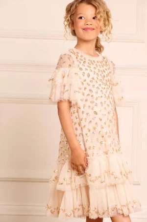 Flower Girl | Flower Girl^Needle & Thread Autumn Leaves Kids Dress Champagne