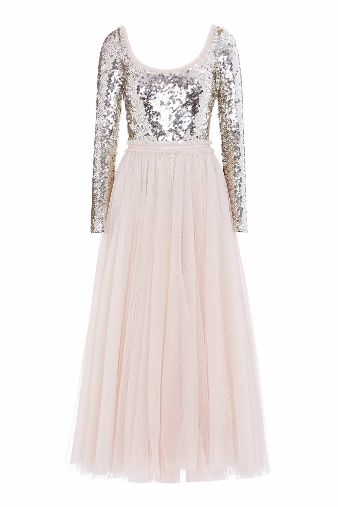 Embellished Dresses | Responsibly Sourced^Needle & Thread Ballet Sequin Bodysuit Ankle Gown Beige