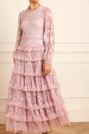 Evening Dresses | Embroidered Dresses^Needle & Thread Blossom Lace Ankle Gown Purple