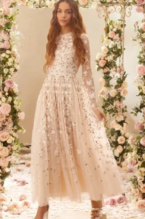 Bridal | Mummy & Me^Needle & Thread Camellia Ditsy Ankle Gown Champagne