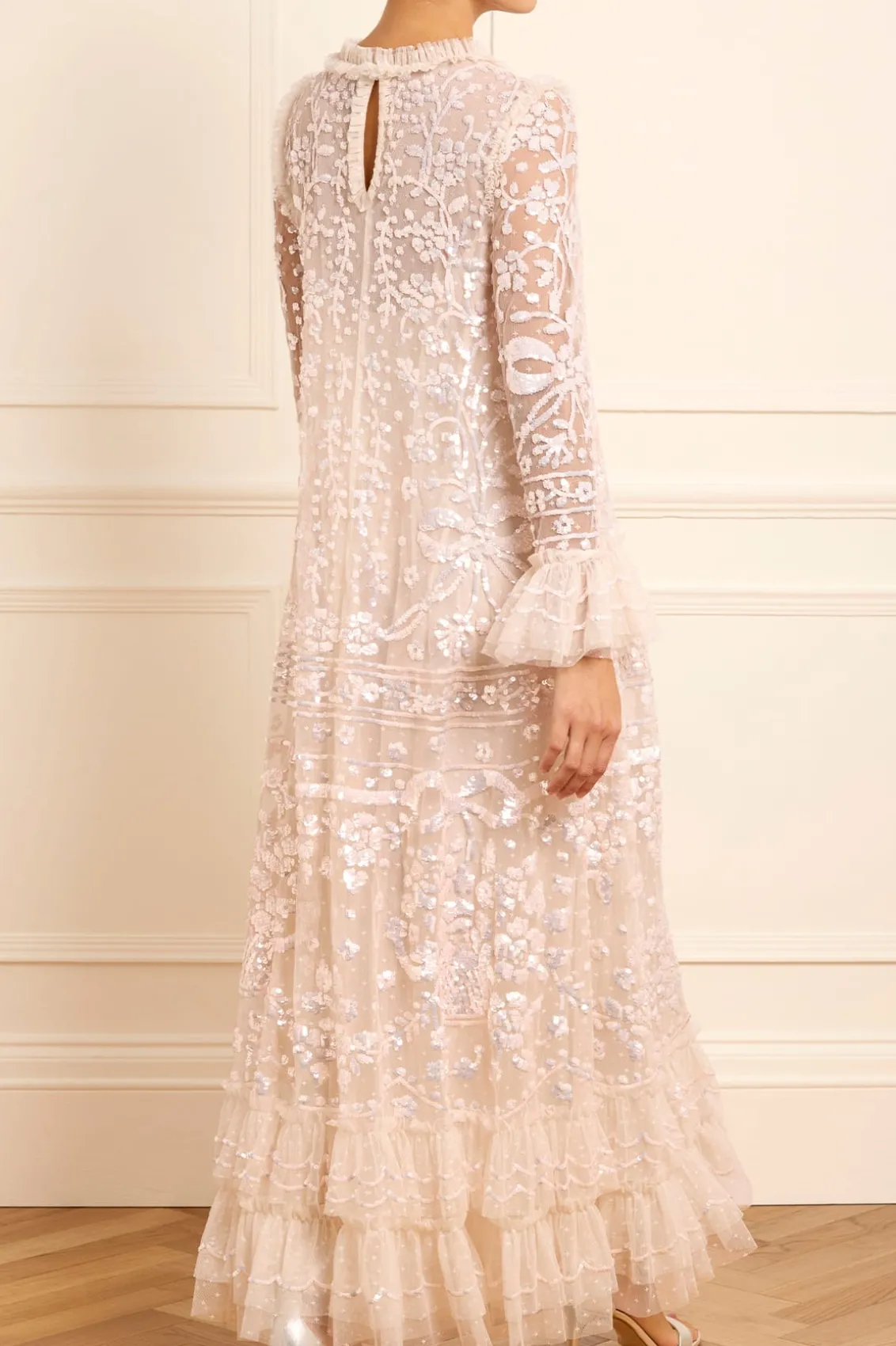 Evening Dresses | Embellished Dresses^Needle & Thread Celia Long Sleeve Ankle Gown Champagne