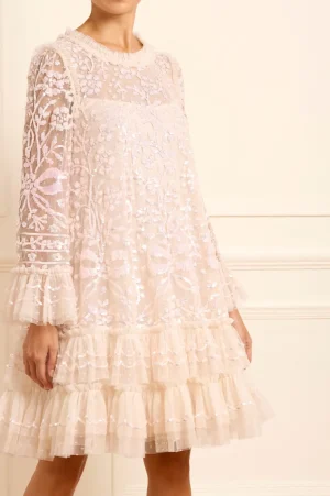 Wedding Wardrobe | Evening Dresses^Needle & Thread Celia Long Sleeve Mini Dress Champagne