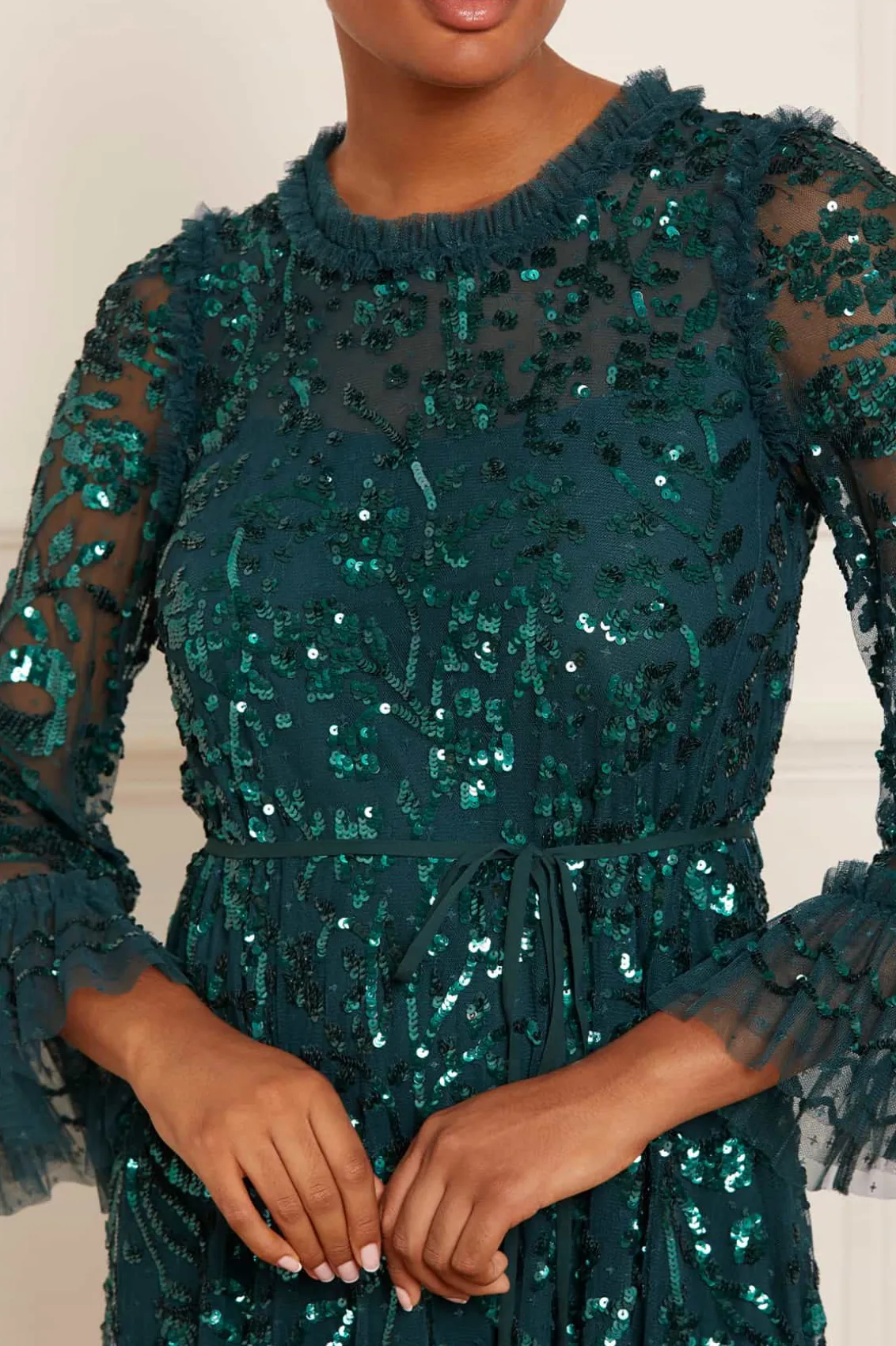 Mini Dresses | Evening Dresses^Needle & Thread Celia Long Sleeve Mini Dress Green