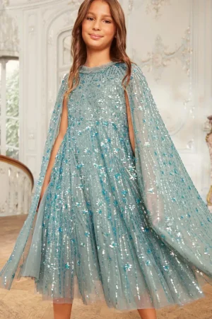 Mummy & Me | Kids Embellished Dresses^Needle & Thread Comet Cape Kids Dress Green