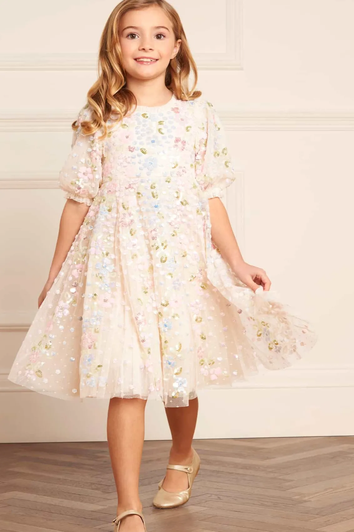 Mummy & Me | Flower Girl^Needle & Thread Confetti Gloss Kids Dress Champagne