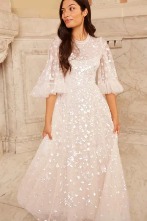 Bridal | Mummy & Me^Needle & Thread Constellation Gloss Ankle Gown Champagne