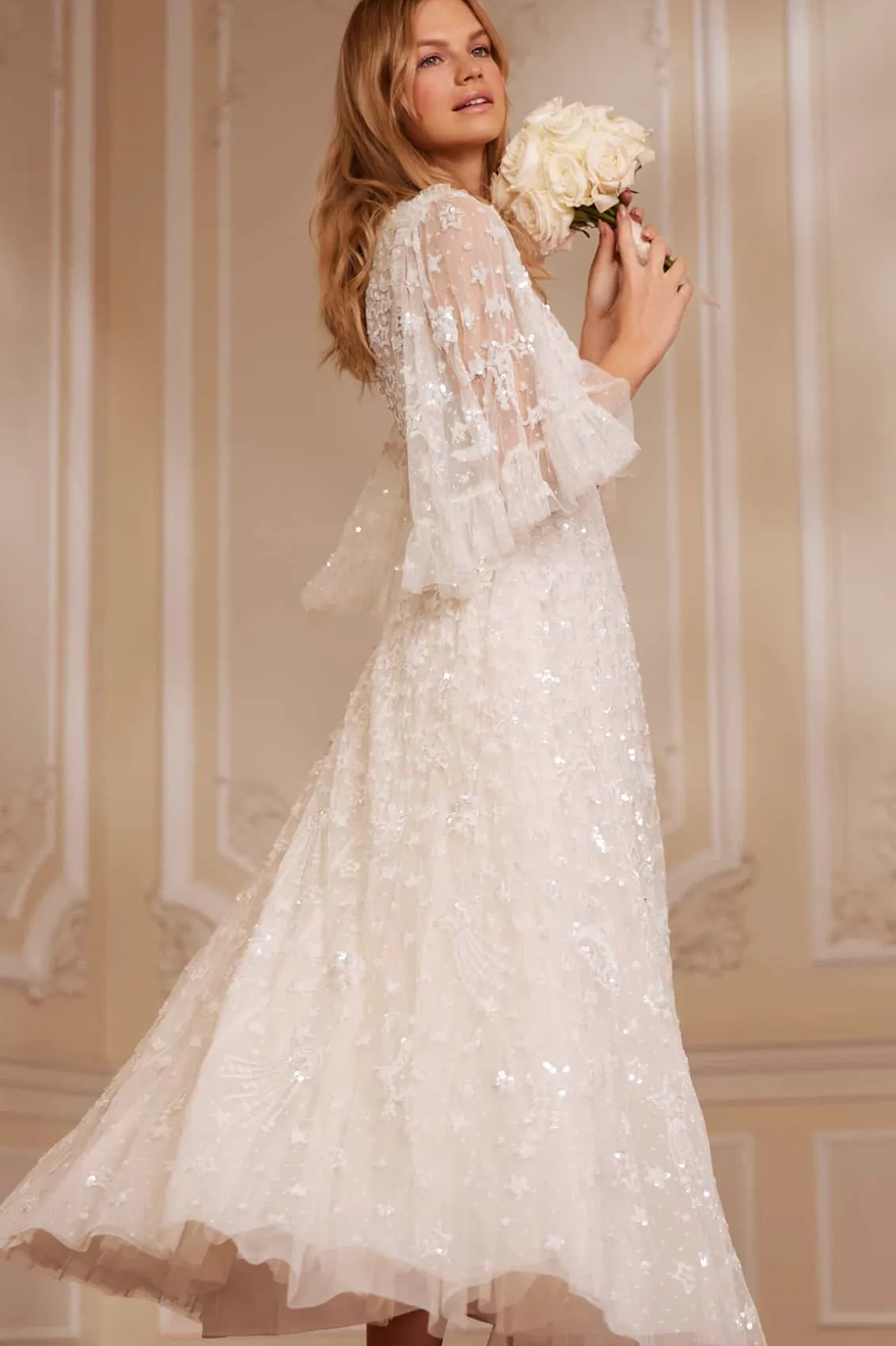 Bridal | Mummy & Me^Needle & Thread Constellation Gloss Ankle Gown Champagne