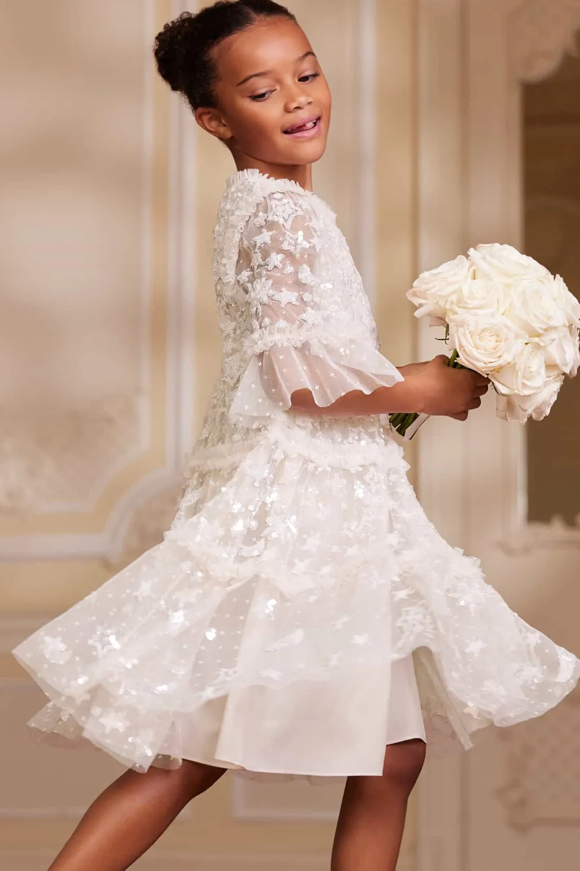 Mummy & Me | Flower Girl^Needle & Thread Constellation Gloss Kids Dress Champagne