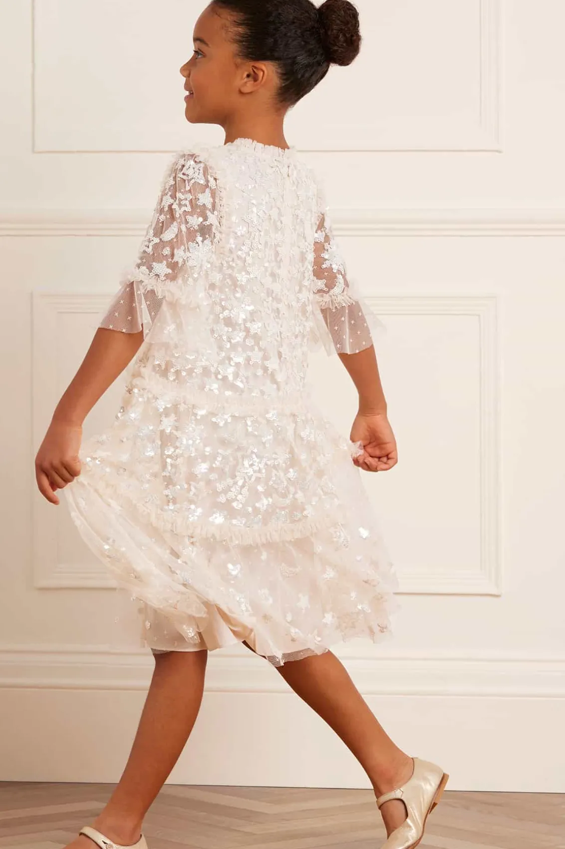 Mummy & Me | Flower Girl^Needle & Thread Constellation Gloss Kids Dress Champagne
