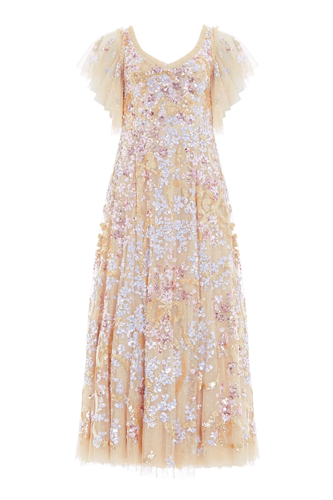 Evening Dresses | Responsibly Sourced^Needle & Thread Dancing Ribbon Ankle Gown Gold