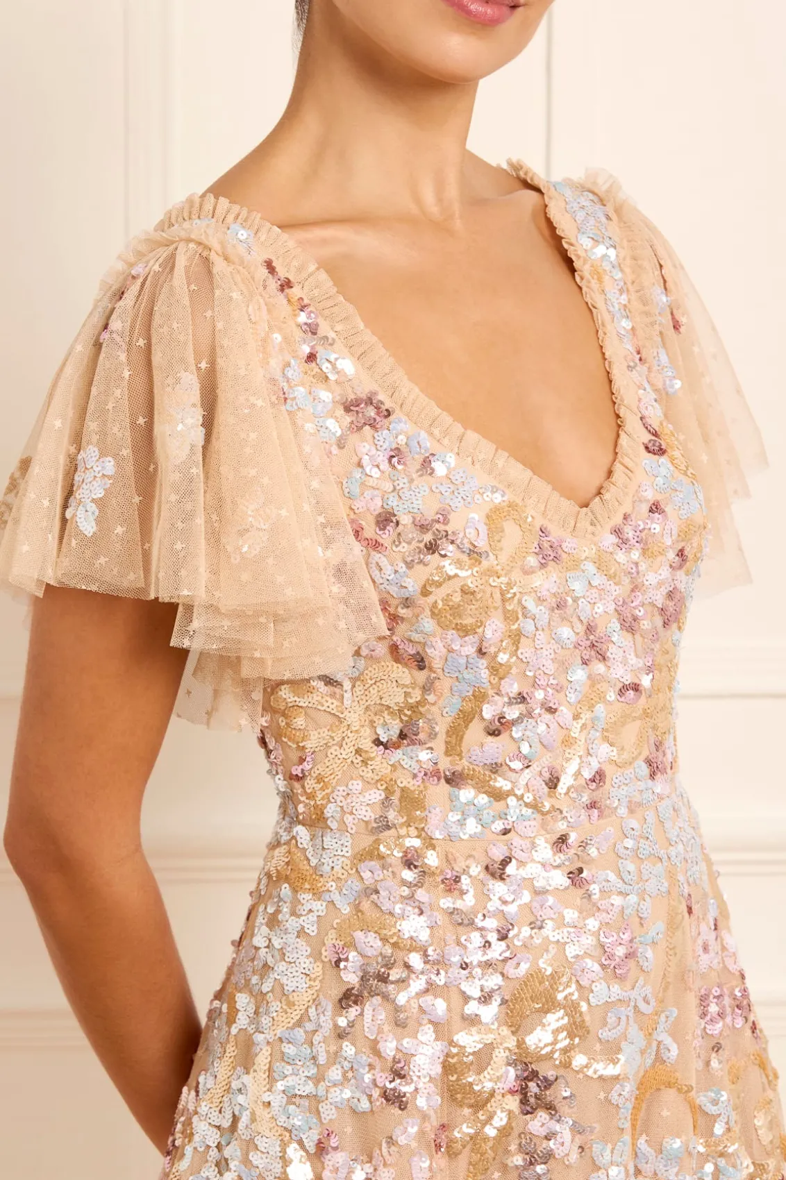 Evening Dresses | Responsibly Sourced^Needle & Thread Dancing Ribbon Ankle Gown Gold