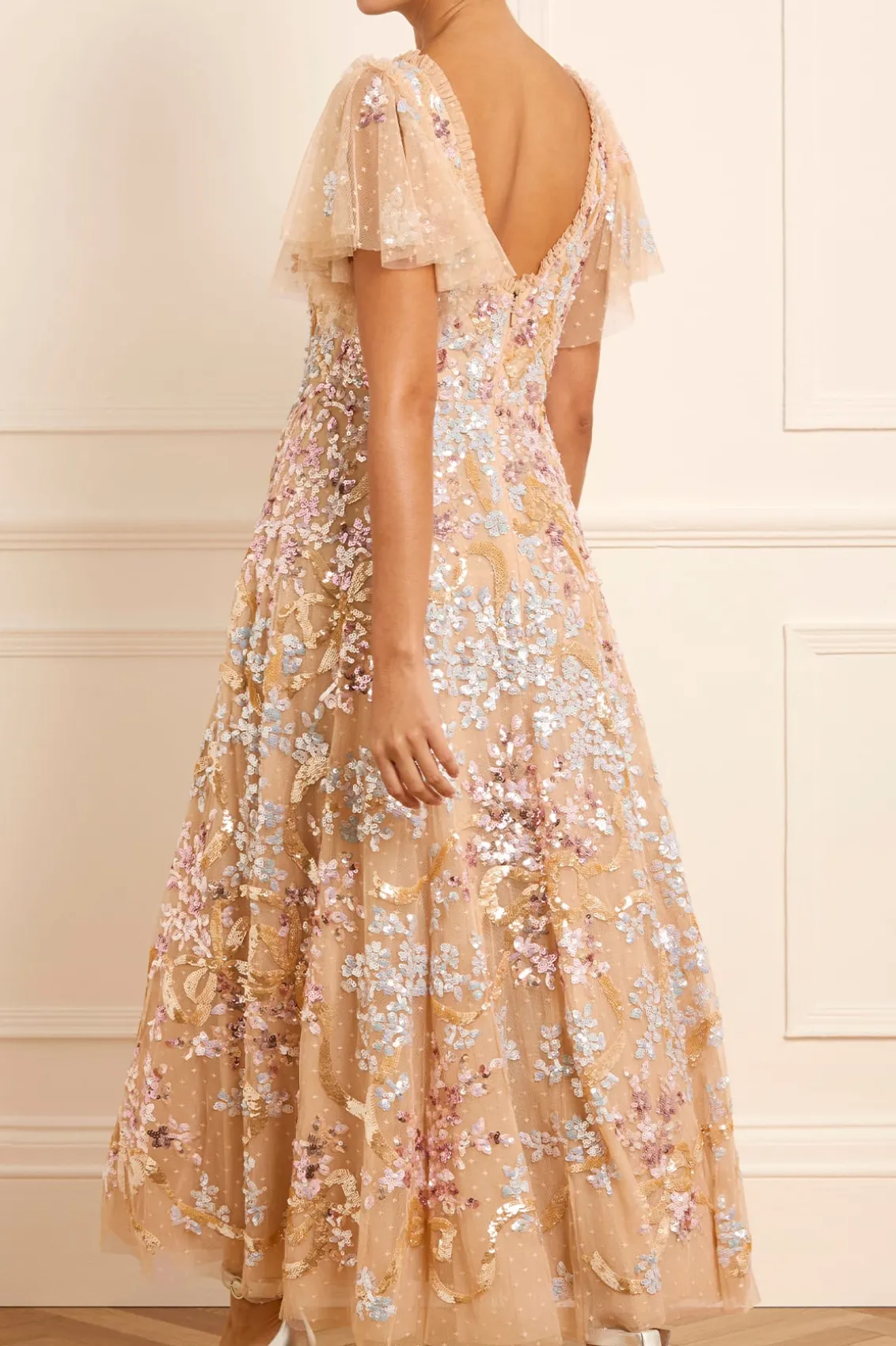 Evening Dresses | Responsibly Sourced^Needle & Thread Dancing Ribbon Ankle Gown Gold