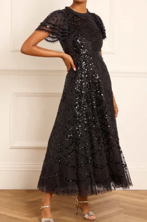 Evening Dresses | Embellished Dresses^Needle & Thread Deco Dot Ankle Gown Black