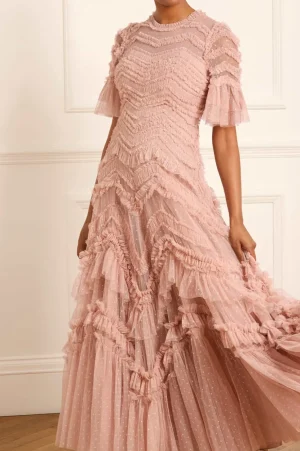 Evening Dresses | Responsibly Sourced^Needle & Thread Elia Short Sleeve Gown Pink