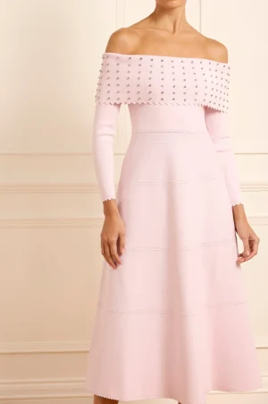 Day Dresses | Knitted Dresses^Needle & Thread Embellished Bardot Knit Gown Pink