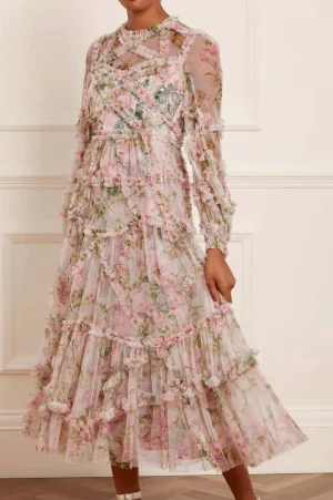 Wedding Guest | Evening Dresses^Needle & Thread English Rose Diamond Ruffle Ballerina Dress Pink