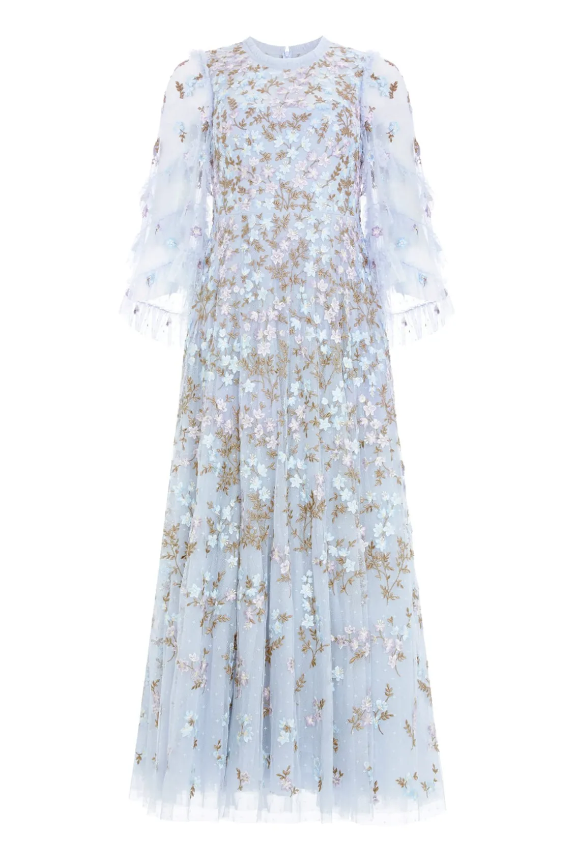 Evening Dresses | Embroidered Dresses^Needle & Thread Everett Bloom Round Neck Ankle Gown Blue