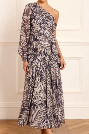 Wedding Guest | Day Dresses^Needle & Thread Feather Lurex One-Shoulder Ankle Gown Blue