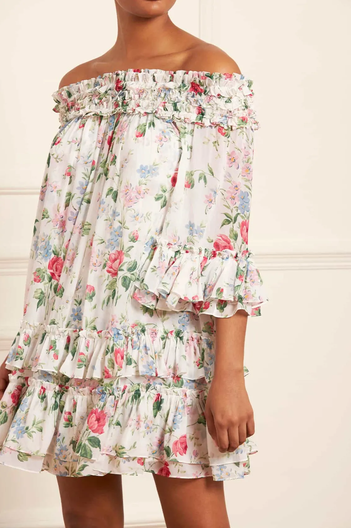 Mini Dresses^Needle & Thread Floral Fantasy Chiffon Off-Shoulder Micro Mini Dress Multi