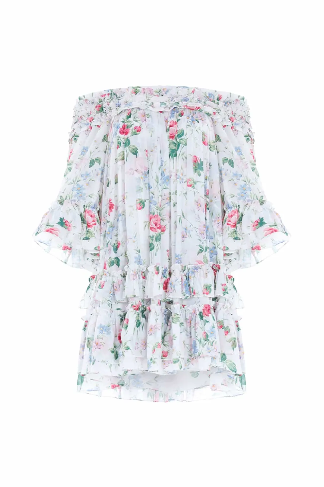 Mini Dresses^Needle & Thread Floral Fantasy Chiffon Off-Shoulder Micro Mini Dress Multi