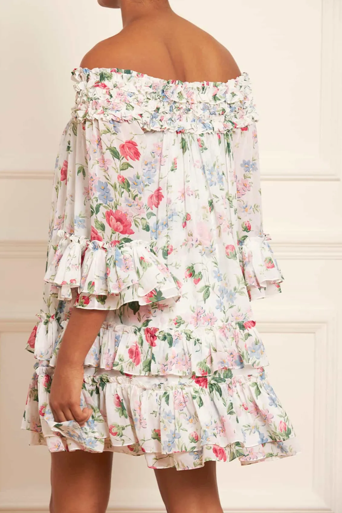 Mini Dresses^Needle & Thread Floral Fantasy Chiffon Off-Shoulder Micro Mini Dress Multi