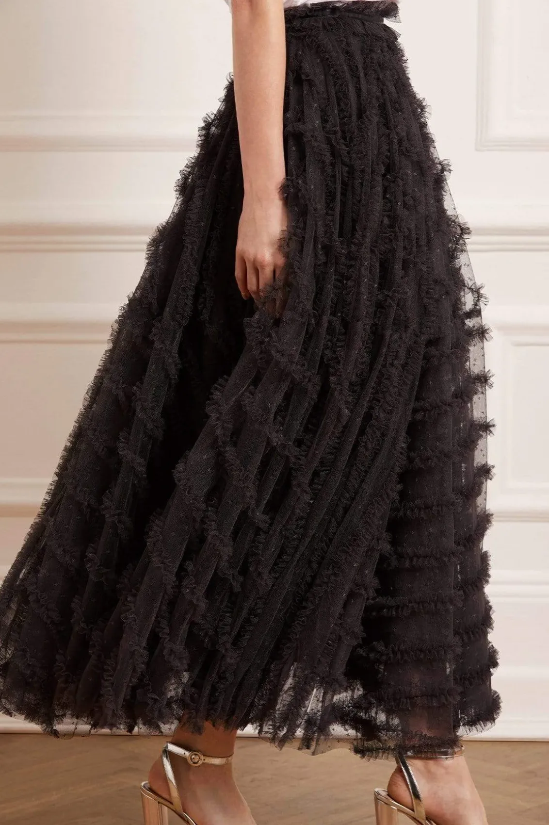 Exclusives | Skirts^Needle & Thread Florence Ruffle Ankle Skirt Black