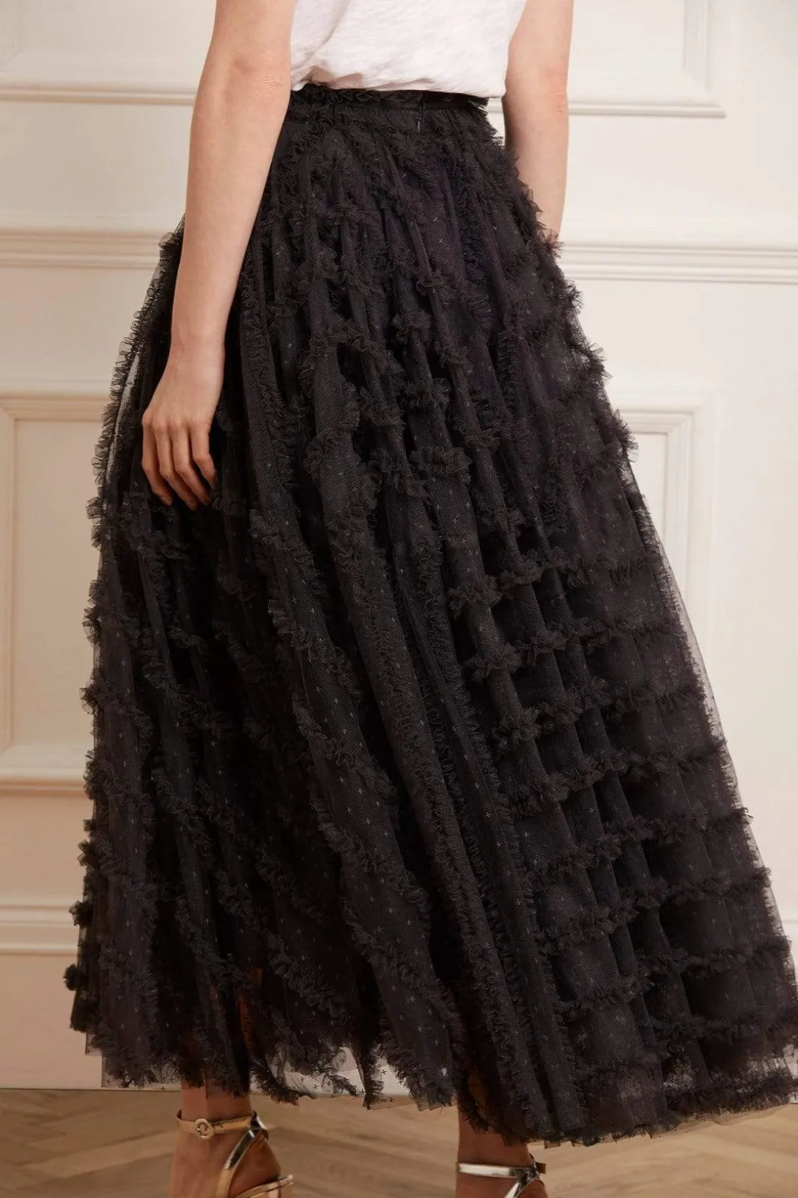 Exclusives | Skirts^Needle & Thread Florence Ruffle Ankle Skirt Black