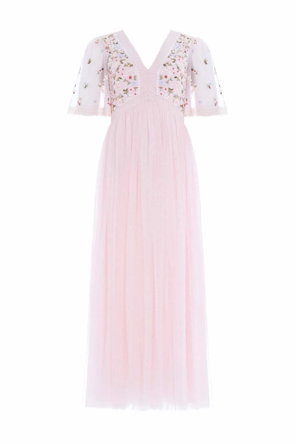 Evening Dresses | Embroidered Dresses^Needle & Thread Garland Ribbon Bodice Ankle Gown Pink
