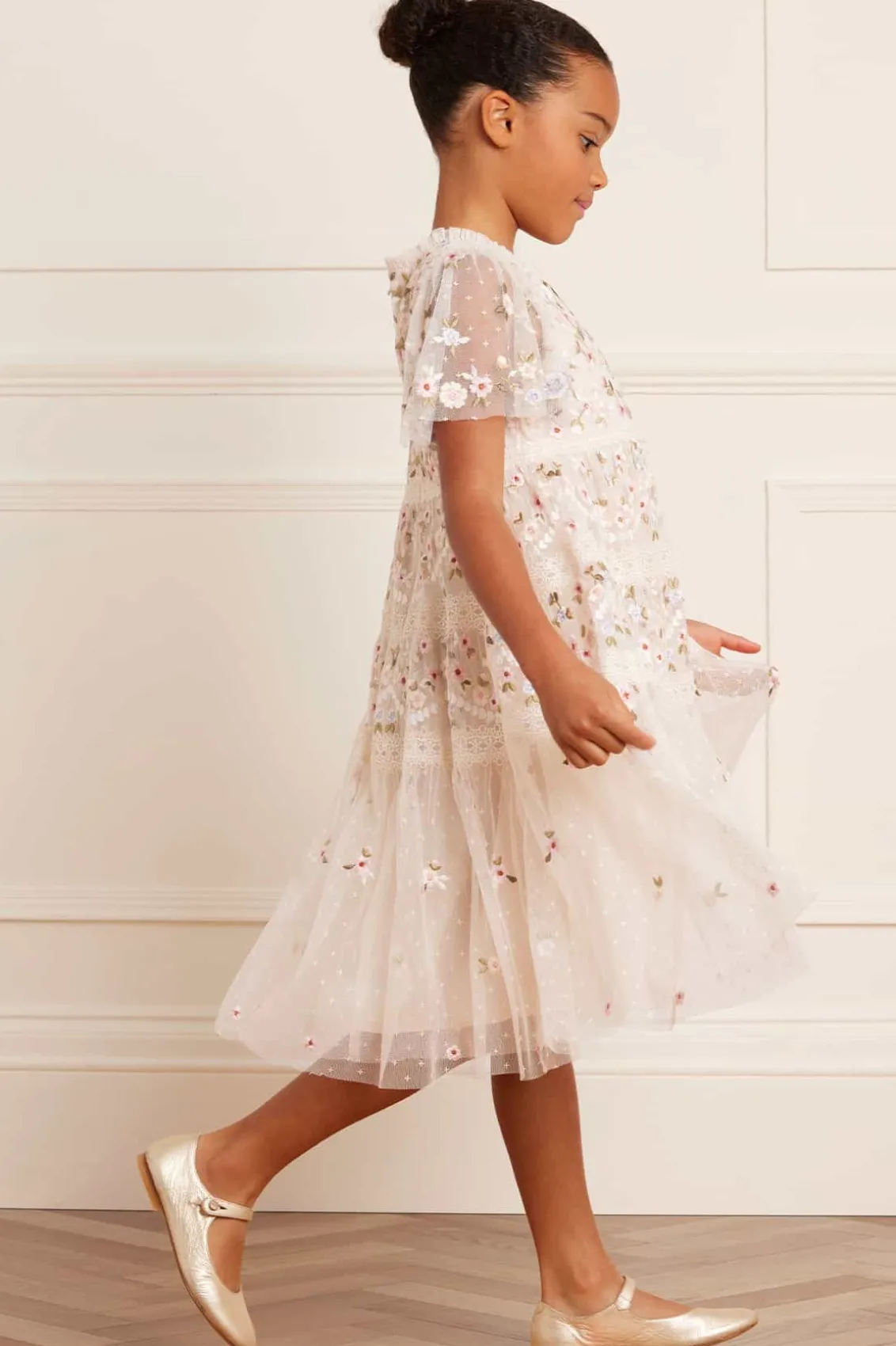 Mummy & Me | Kids Embroidered Dresses^Needle & Thread Garland Ribbon Kids Dress Champagne