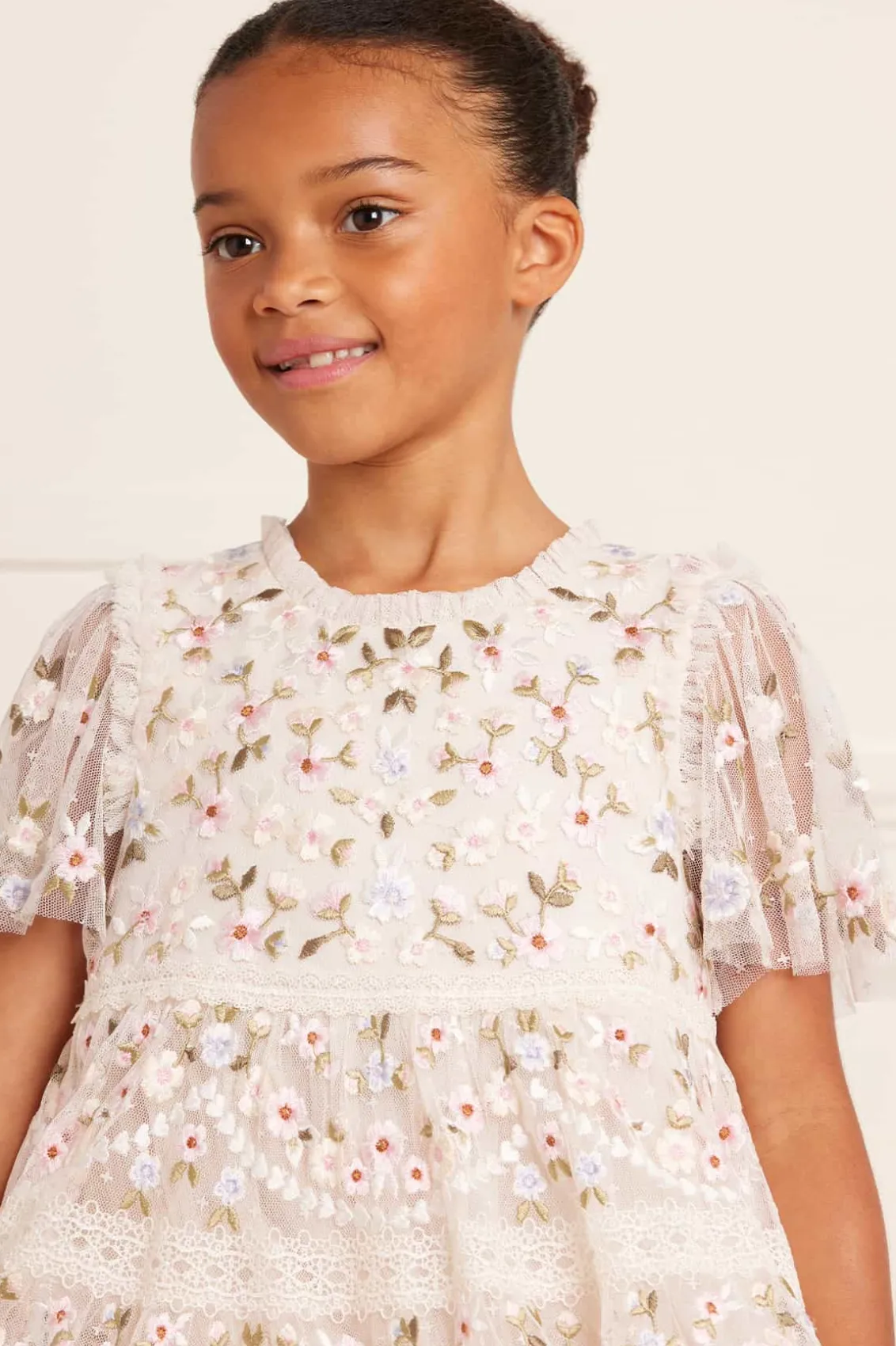 Mummy & Me | Kids Embroidered Dresses^Needle & Thread Garland Ribbon Kids Dress Champagne