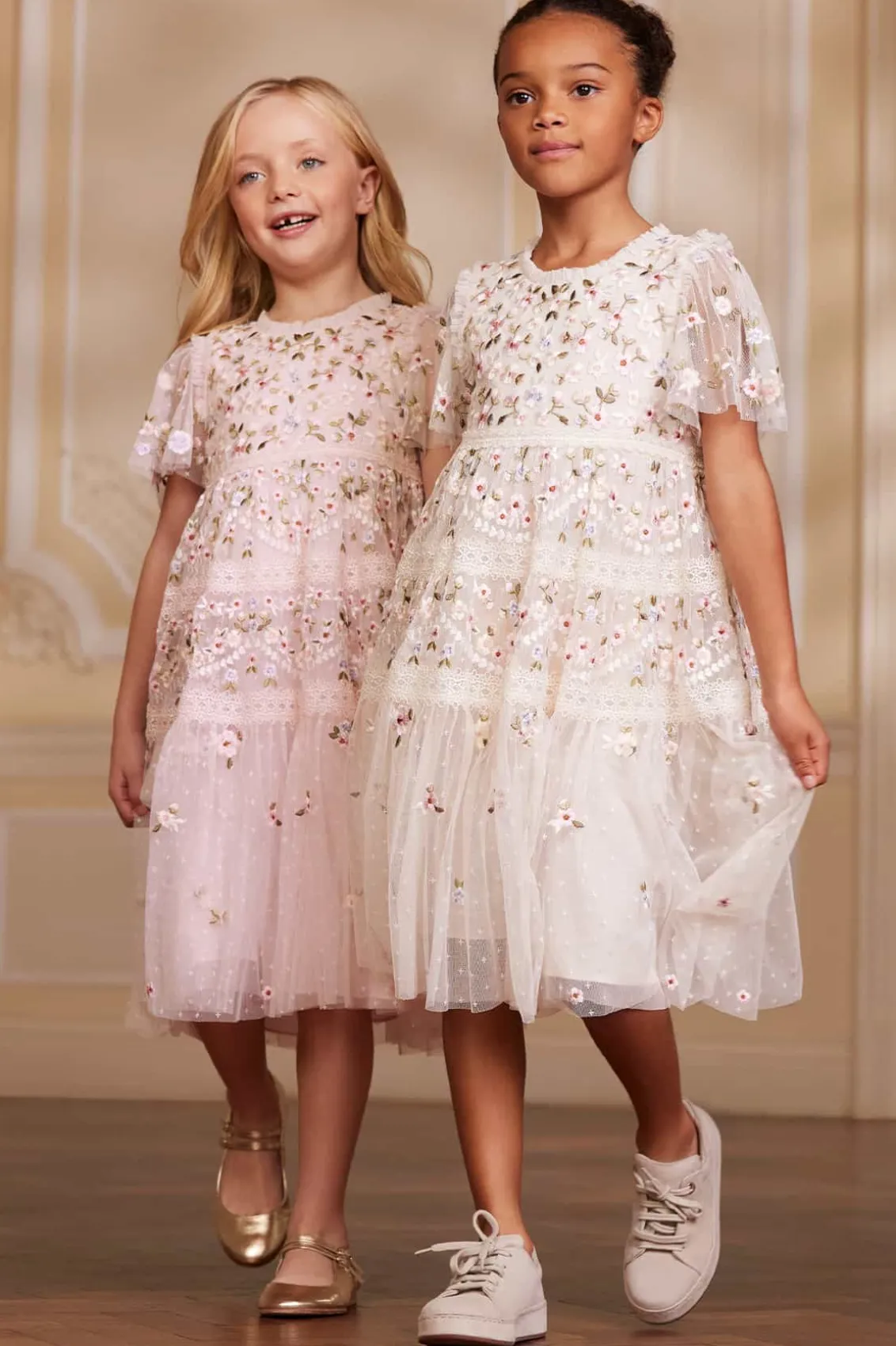 Mummy & Me | Kids Embroidered Dresses^Needle & Thread Garland Ribbon Kids Dress Champagne
