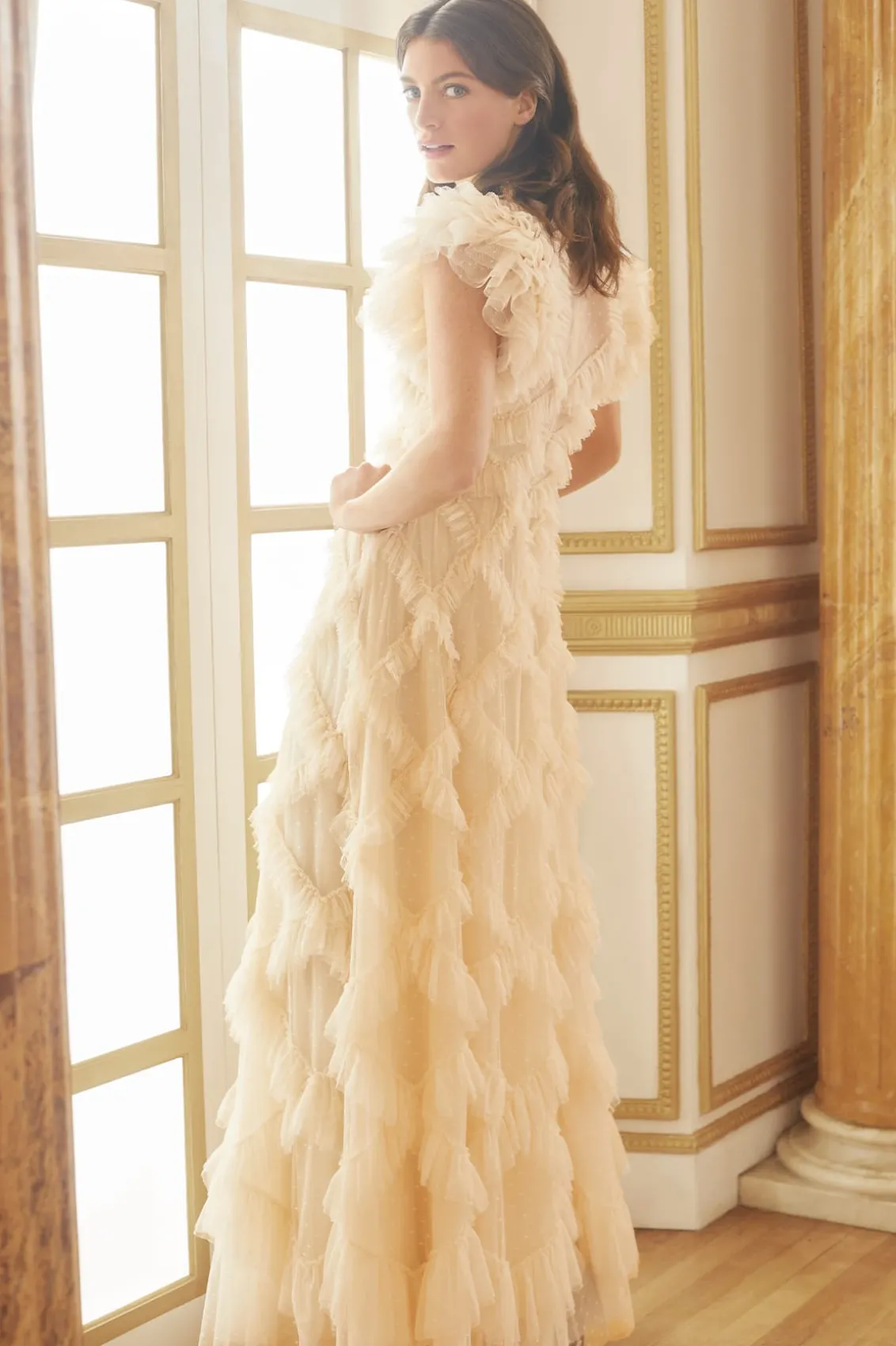 Bridal | Mummy & Me^Needle & Thread Genevieve Ruffle Gown Champagne