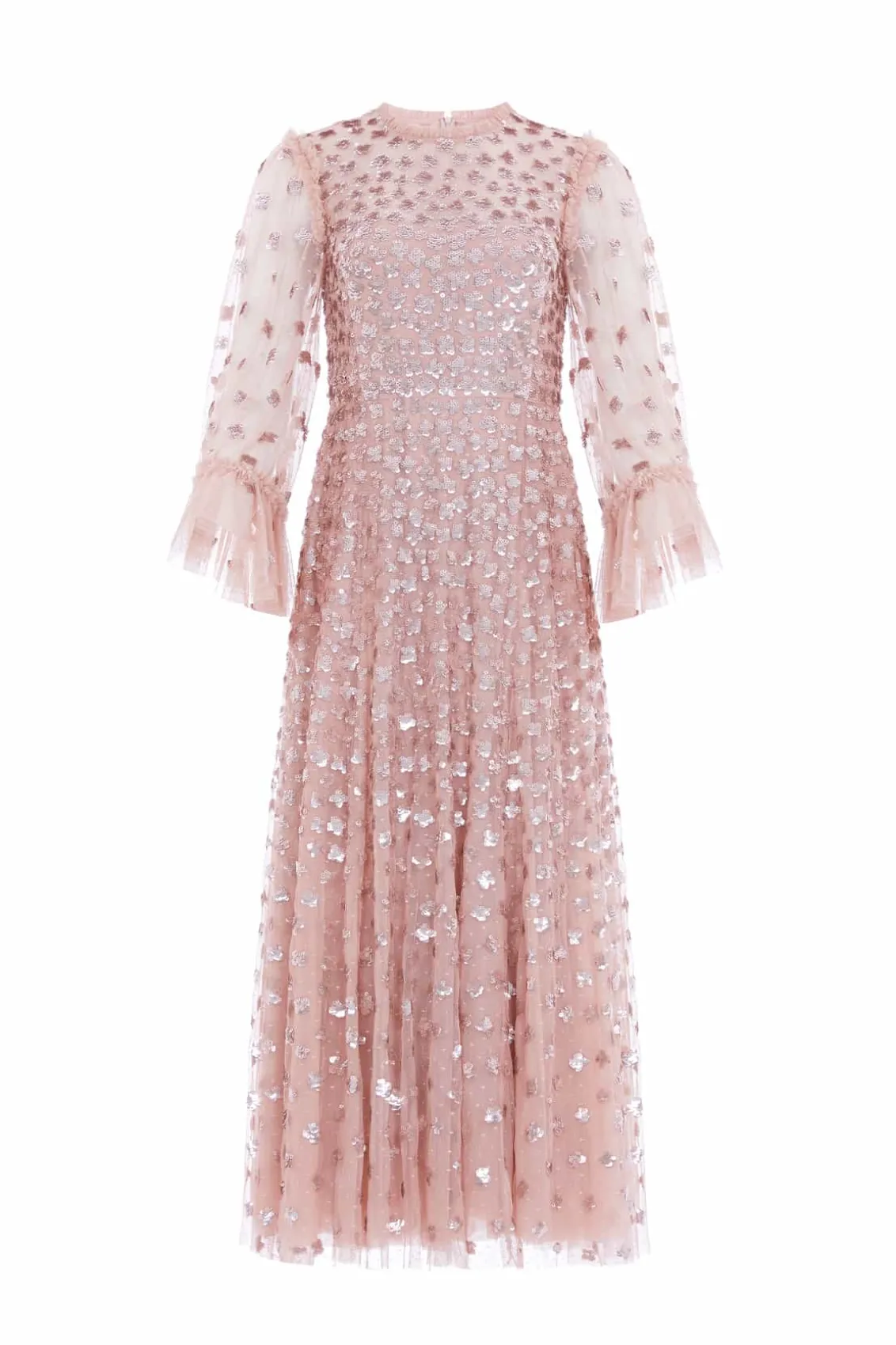 Evening Dresses | Embellished Dresses^Needle & Thread Glisten Long Sleeve Ankle Gown Pink
