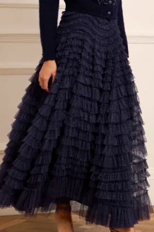 Responsibly Sourced | Exclusives^Needle & Thread Hattie Ruffle Ankle Skirt Blue