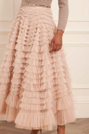 Responsibly Sourced | Skirts^Needle & Thread Hattie Ruffle Ankle Skirt Beige