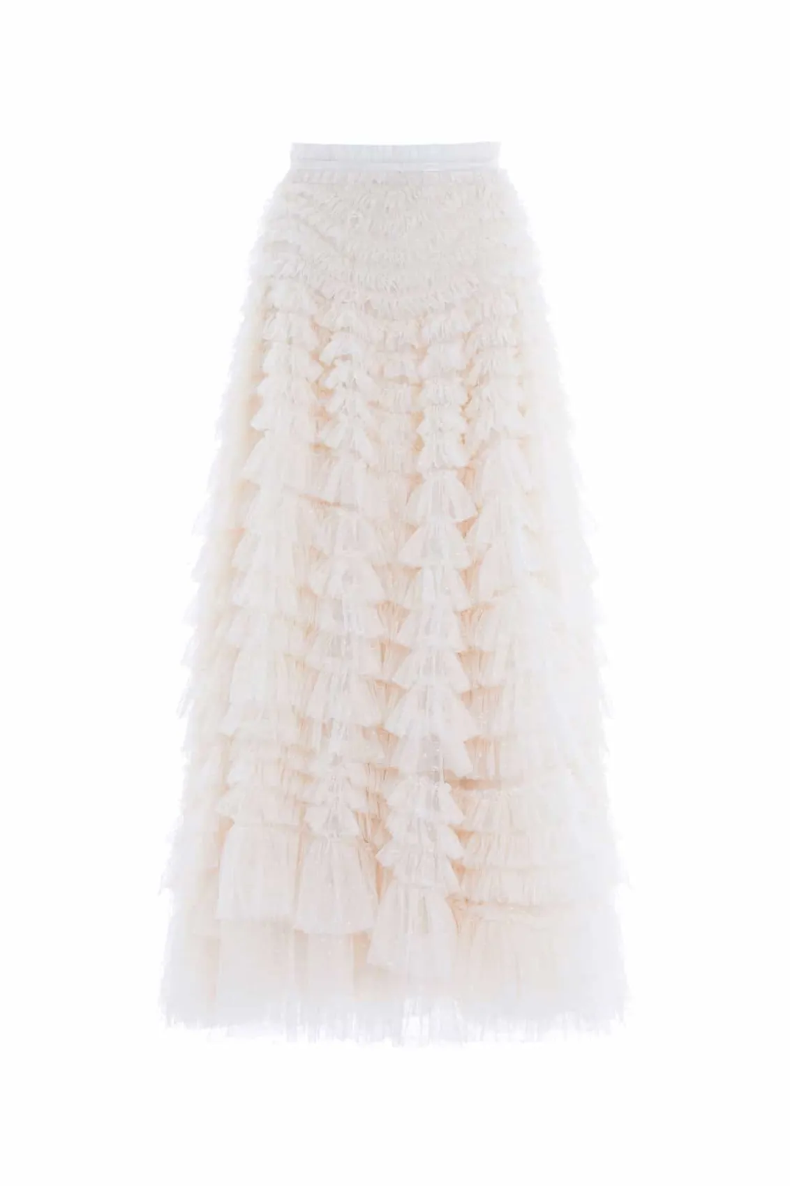 Wedding Wardrobe | Responsibly Sourced^Needle & Thread Hattie Ruffle Ankle Skirt Champagne