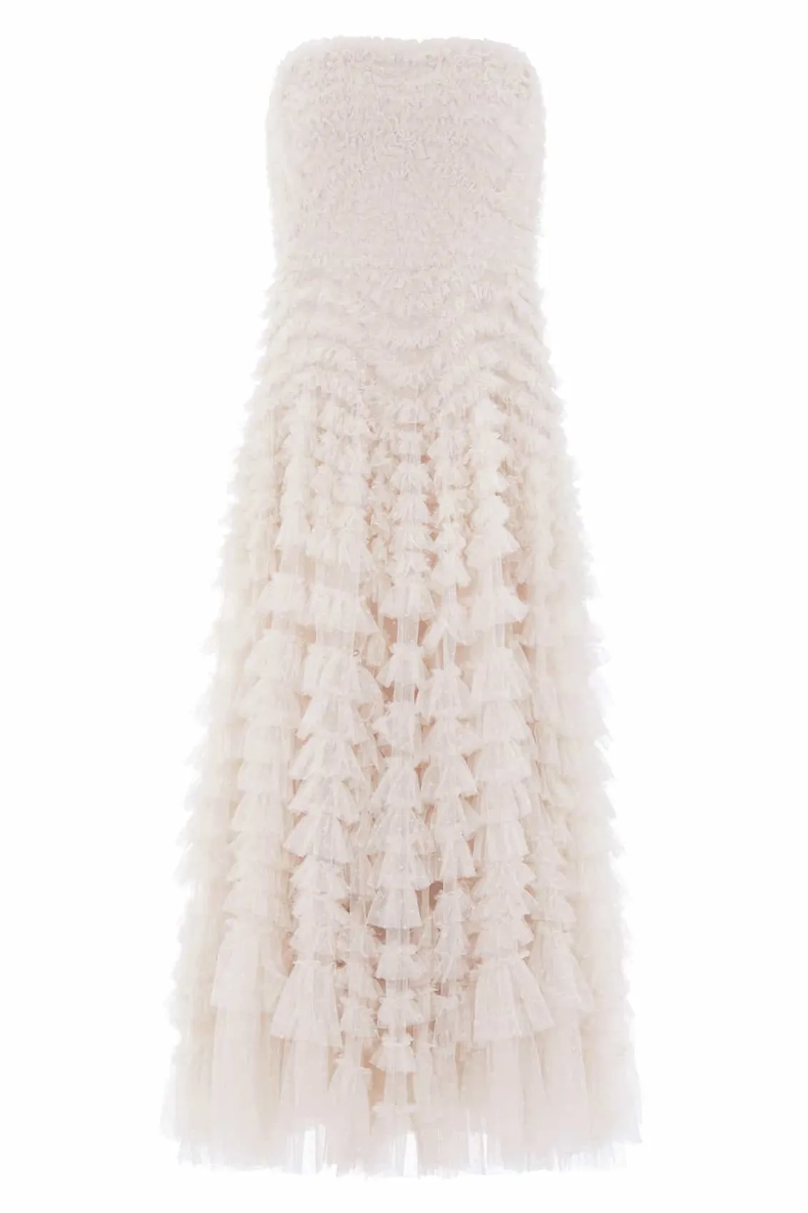 Bridal | Responsibly Sourced^Needle & Thread Hattie Ruffle Strapless Ankle Gown Champagne