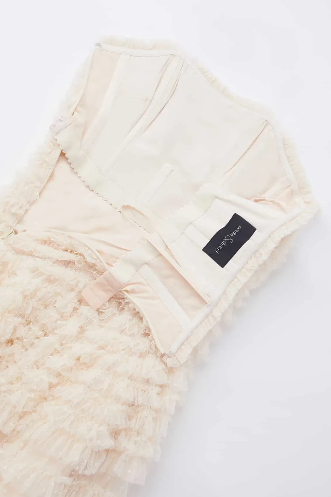 Bridal | Responsibly Sourced^Needle & Thread Hattie Ruffle Strapless Ankle Gown Champagne