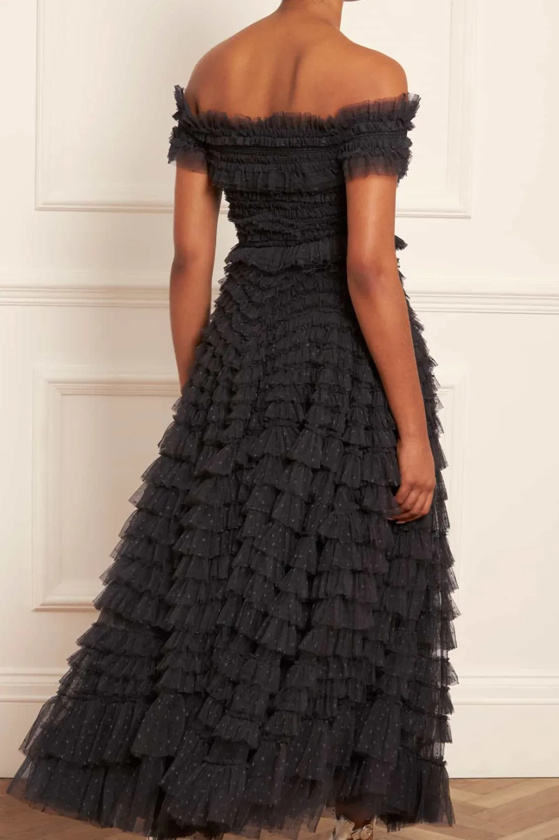 Tops^Needle & Thread Hattie Smocked Off-Shoulder Top Black