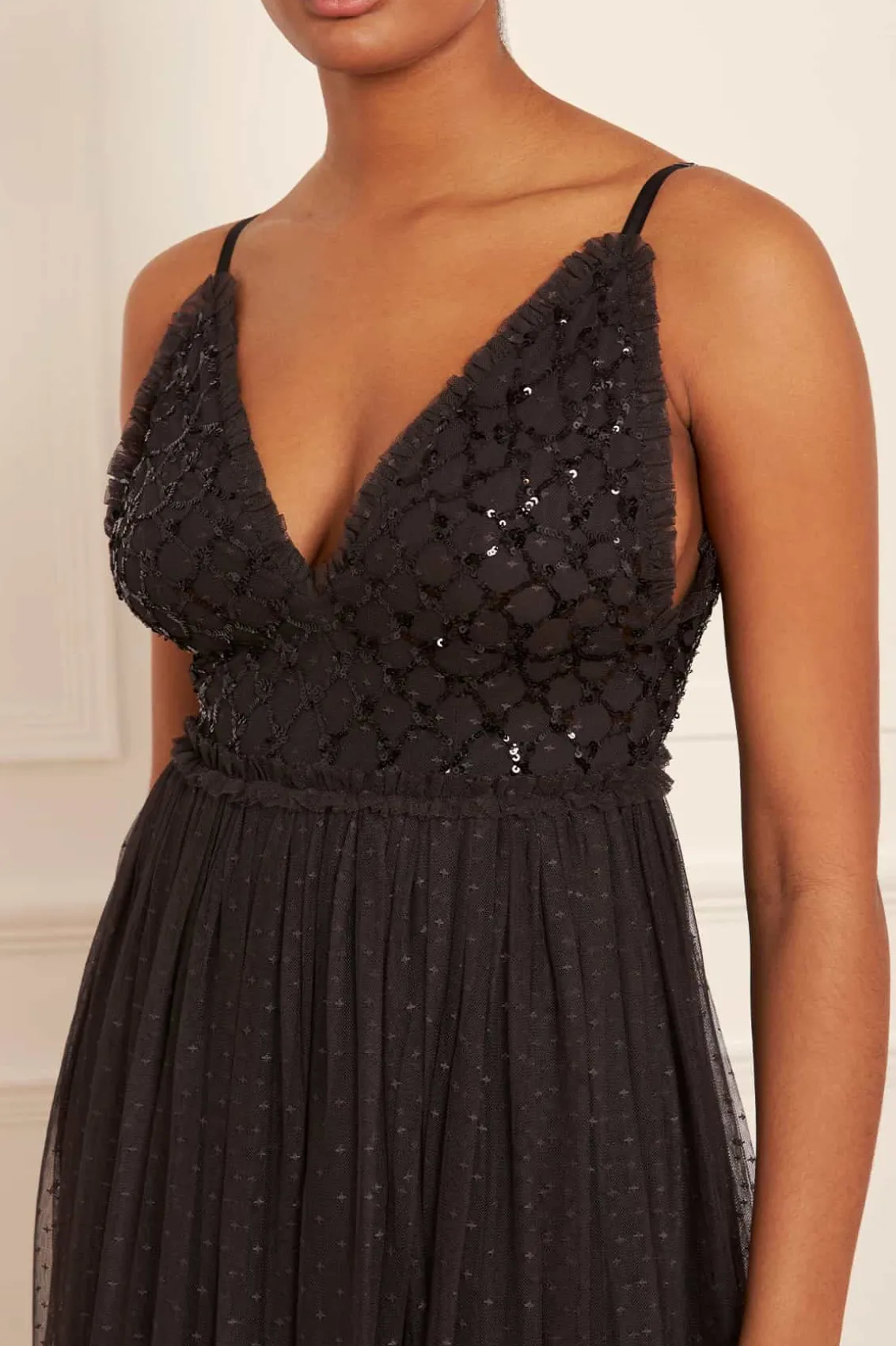 Evening Dresses | Embellished Dresses^Needle & Thread Heart Lattice Bodice Cami Ankle Gown Black