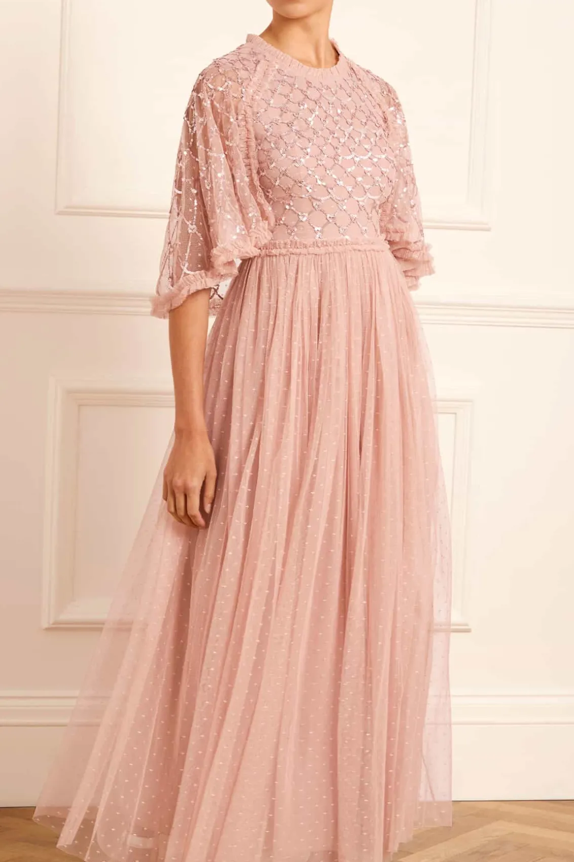 Bridesmaid | Evening Dresses^Needle & Thread Heart Lattice Bodice Cape Ankle Gown Pink