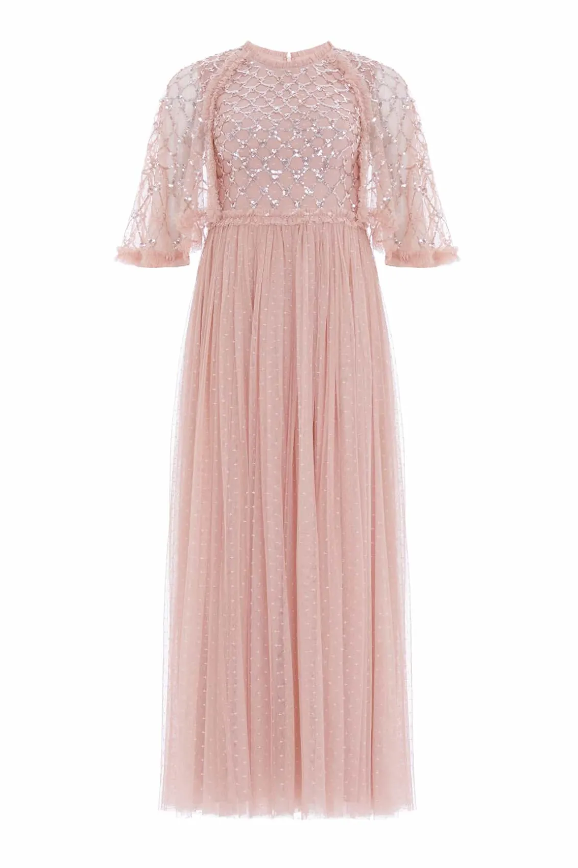 Bridesmaid | Evening Dresses^Needle & Thread Heart Lattice Bodice Cape Ankle Gown Pink